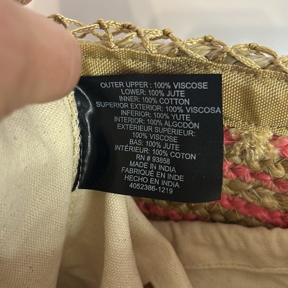 Vintage Nanette Lepore Clementine Jute BucketBag Berry/Coral Wood Handles - Picture 9 of 9